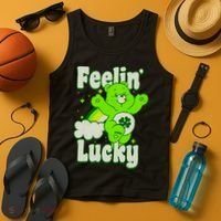 Bears Good Luck Bear Jumping Feelin Lucky Distressed Tank Top thumb 4