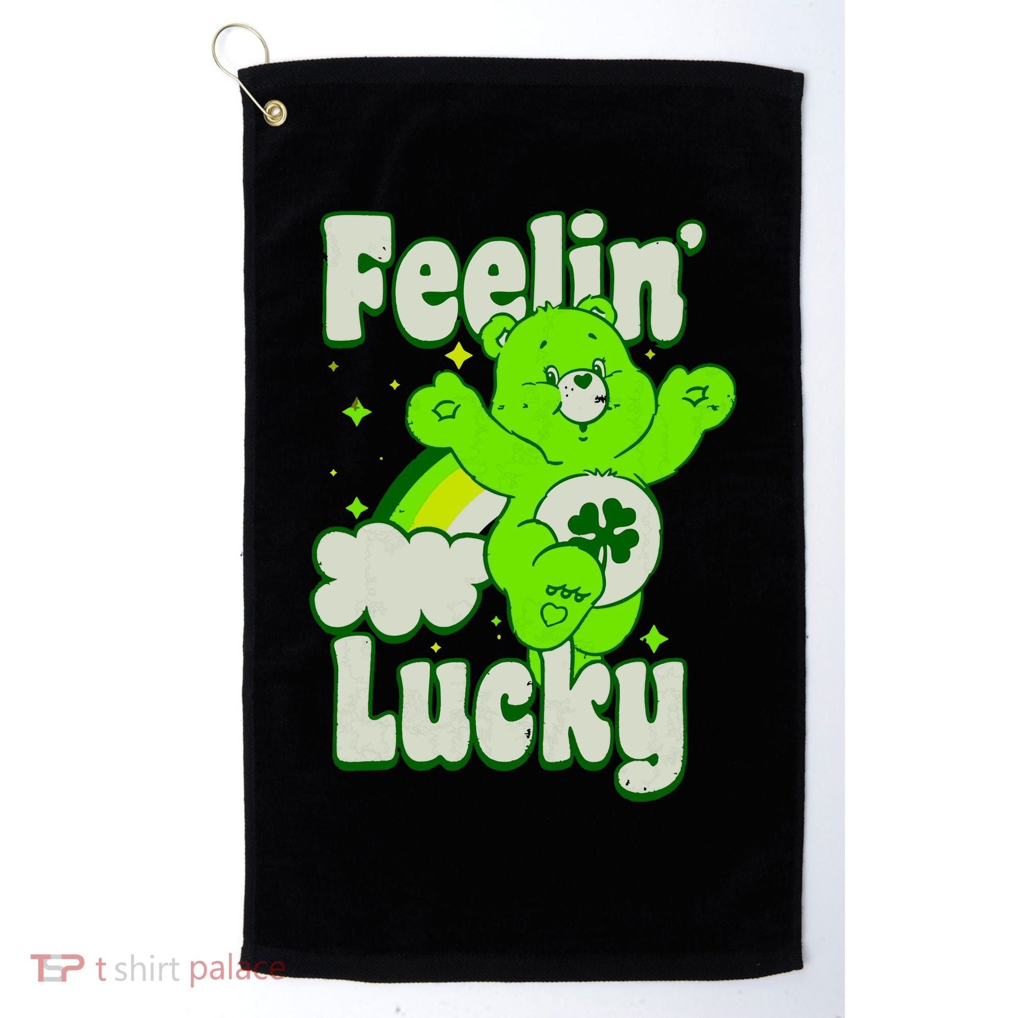 Bears Good Luck Bear Jumping Feelin Lucky Distressed Golf Towel