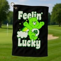 Bears Good Luck Bear Jumping Feelin Lucky Distressed Golf Towel thumb 1