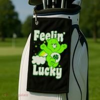 Bears Good Luck Bear Jumping Feelin Lucky Distressed Golf Towel thumb 2