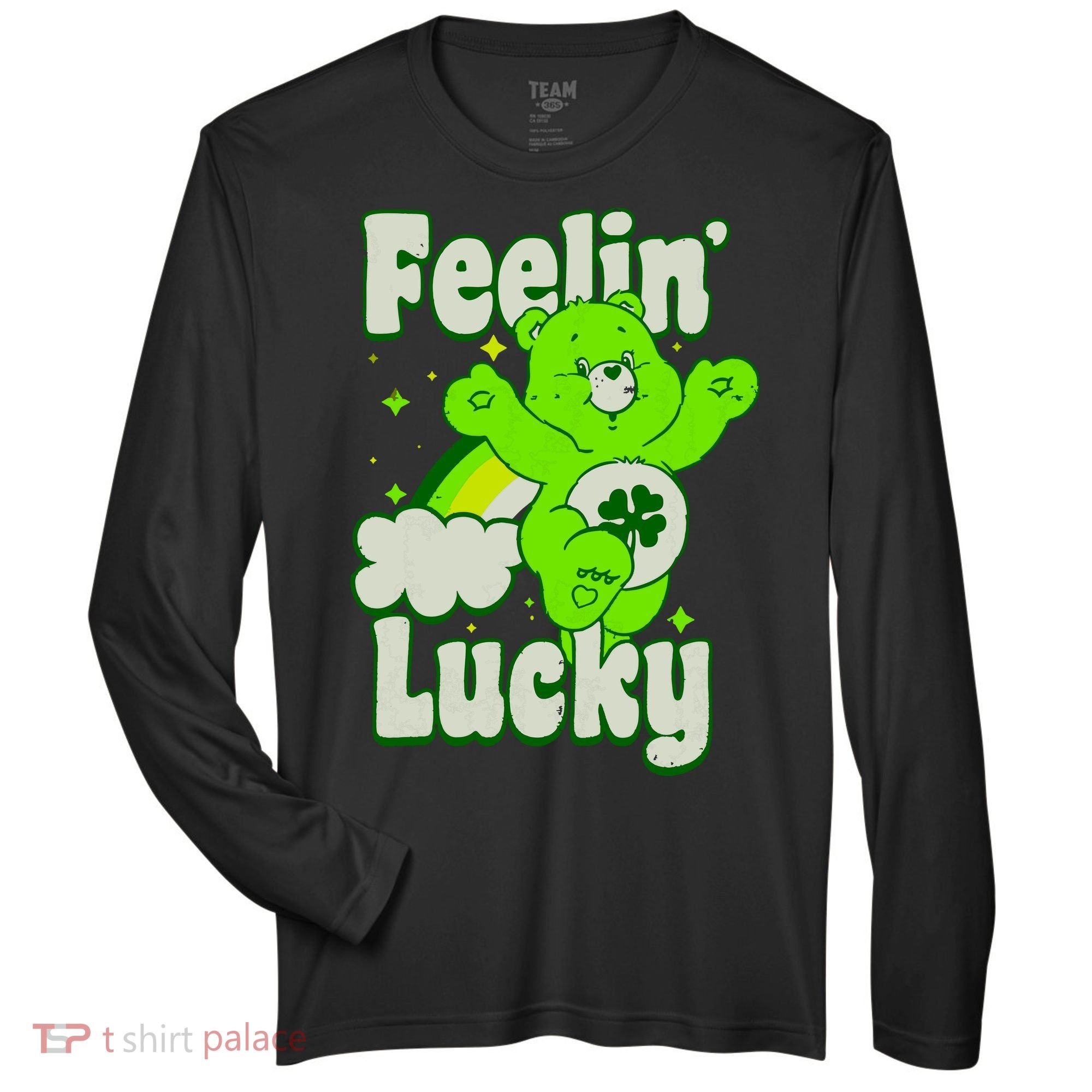 Bears Good Luck Bear Jumping Feelin Lucky Distressed Zone Performance Long-Sleeve T-Shirt