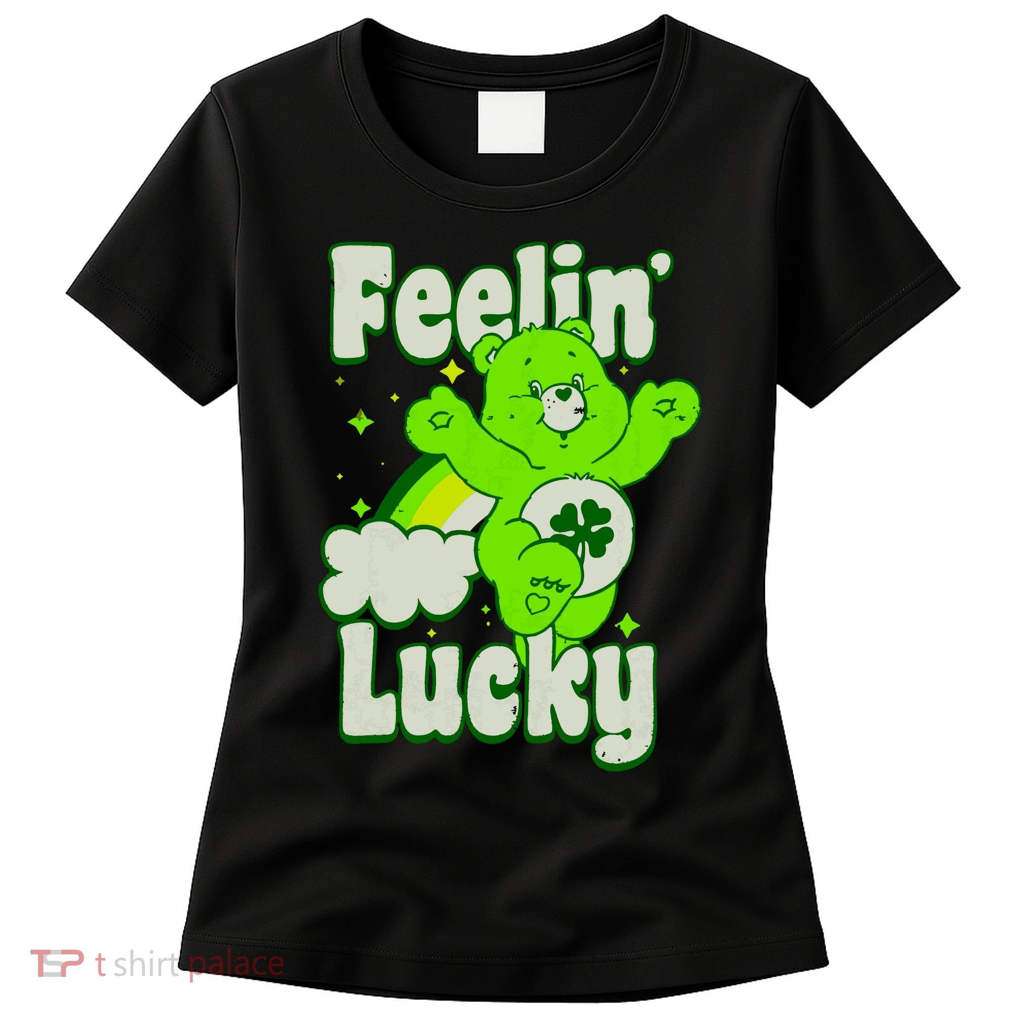 Bears Good Luck Bear Jumping Feelin Lucky Distressed Women's T-Shirt