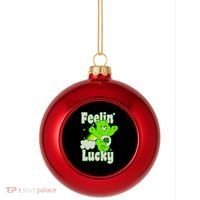 Bears Good Luck Bear Jumping Feelin Lucky Distressed Plastic Christmas Ball Ornament thumb 0