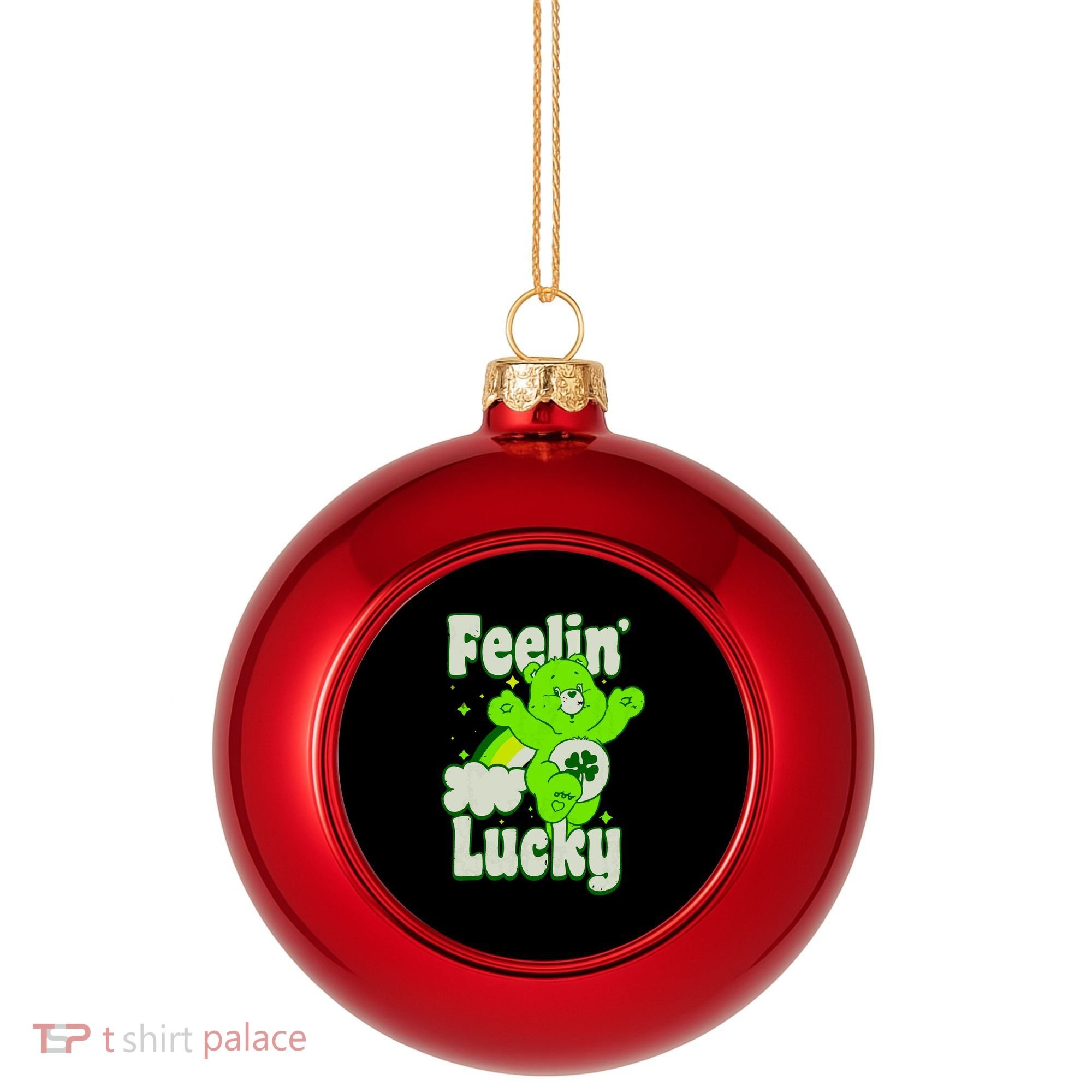 Bears Good Luck Bear Jumping Feelin Lucky Distressed Plastic Christmas Ball Ornament