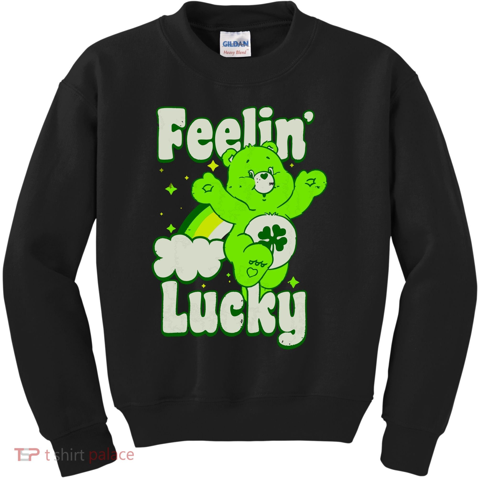Bears Good Luck Bear Jumping Feelin Lucky Distressed Kids Sweatshirt