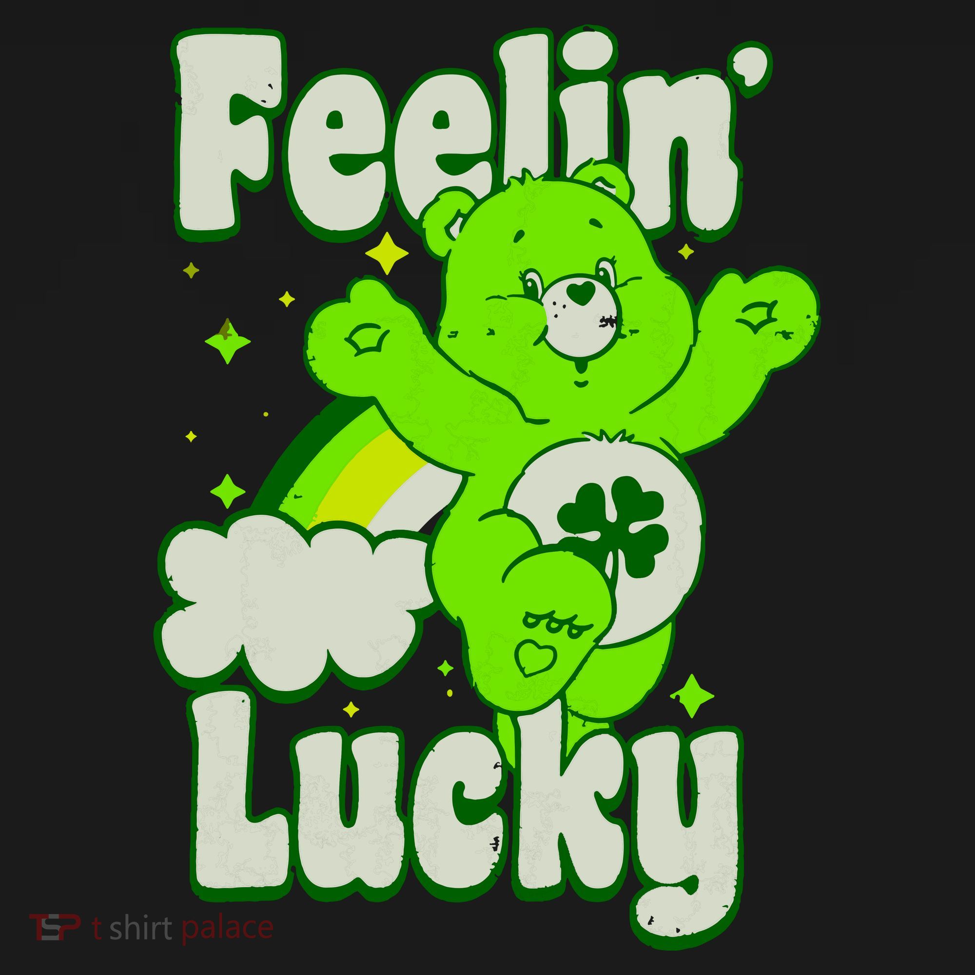 Bears Good Luck Bear Jumping Feelin Lucky Distressed Kids Sweatshirt