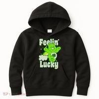 Bears Good Luck Bear Jumping Feelin Lucky Distressed Kids Hoodie thumb 0