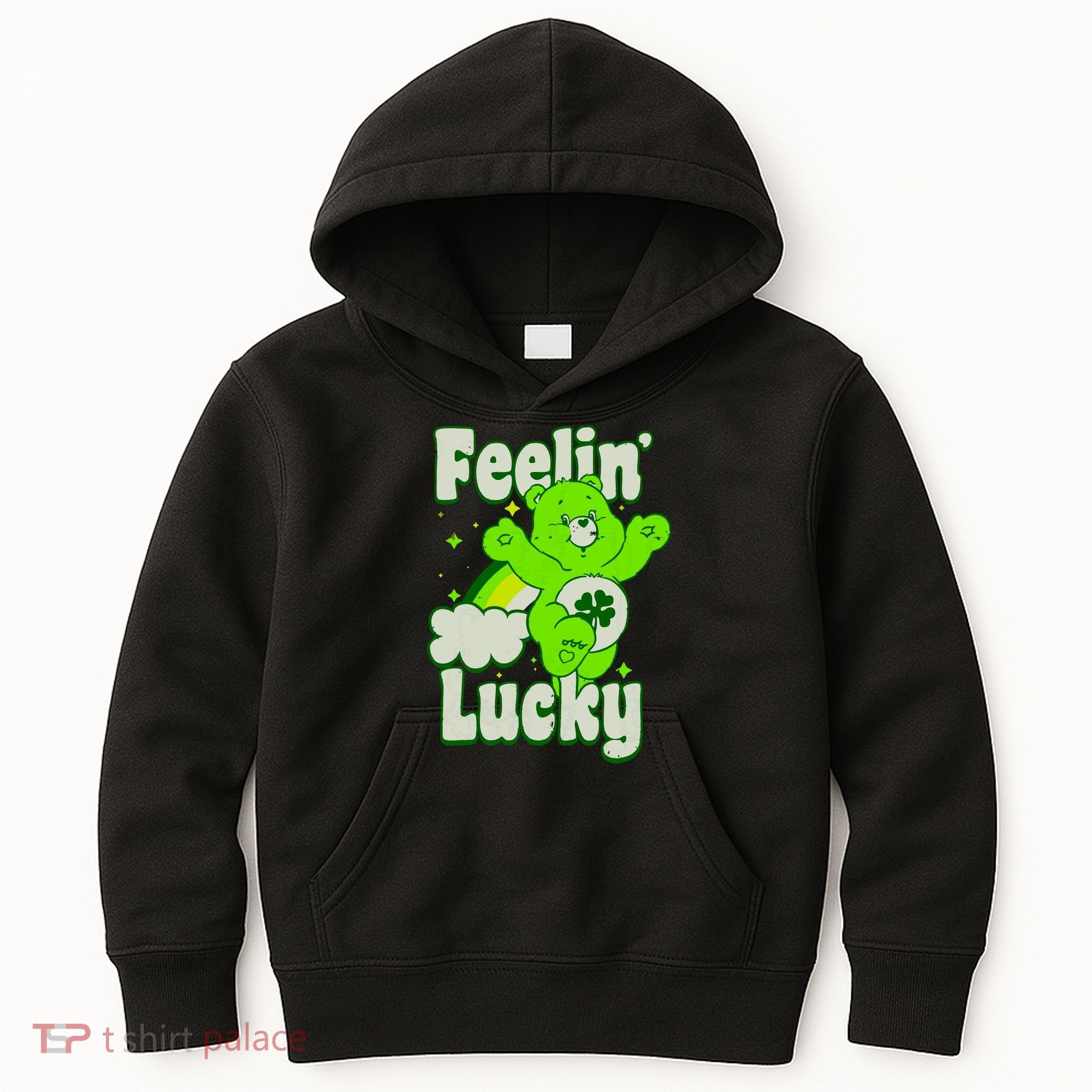Bears Good Luck Bear Jumping Feelin Lucky Distressed Kids Hoodie