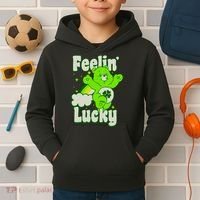Bears Good Luck Bear Jumping Feelin Lucky Distressed Kids Hoodie thumb 2