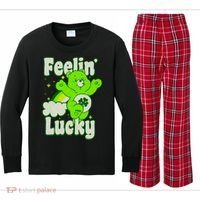 Bears Good Luck Bear Jumping Feelin Lucky Distressed Kids Long Sleeve Plaid Pajama Set thumb 0