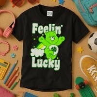 Bears Good Luck Bear Jumping Feelin Lucky Distressed Kids T-Shirt thumb 3