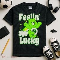 Bears Good Luck Bear Jumping Feelin Lucky Distressed Kids Tie-Dye T-Shirt thumb 2