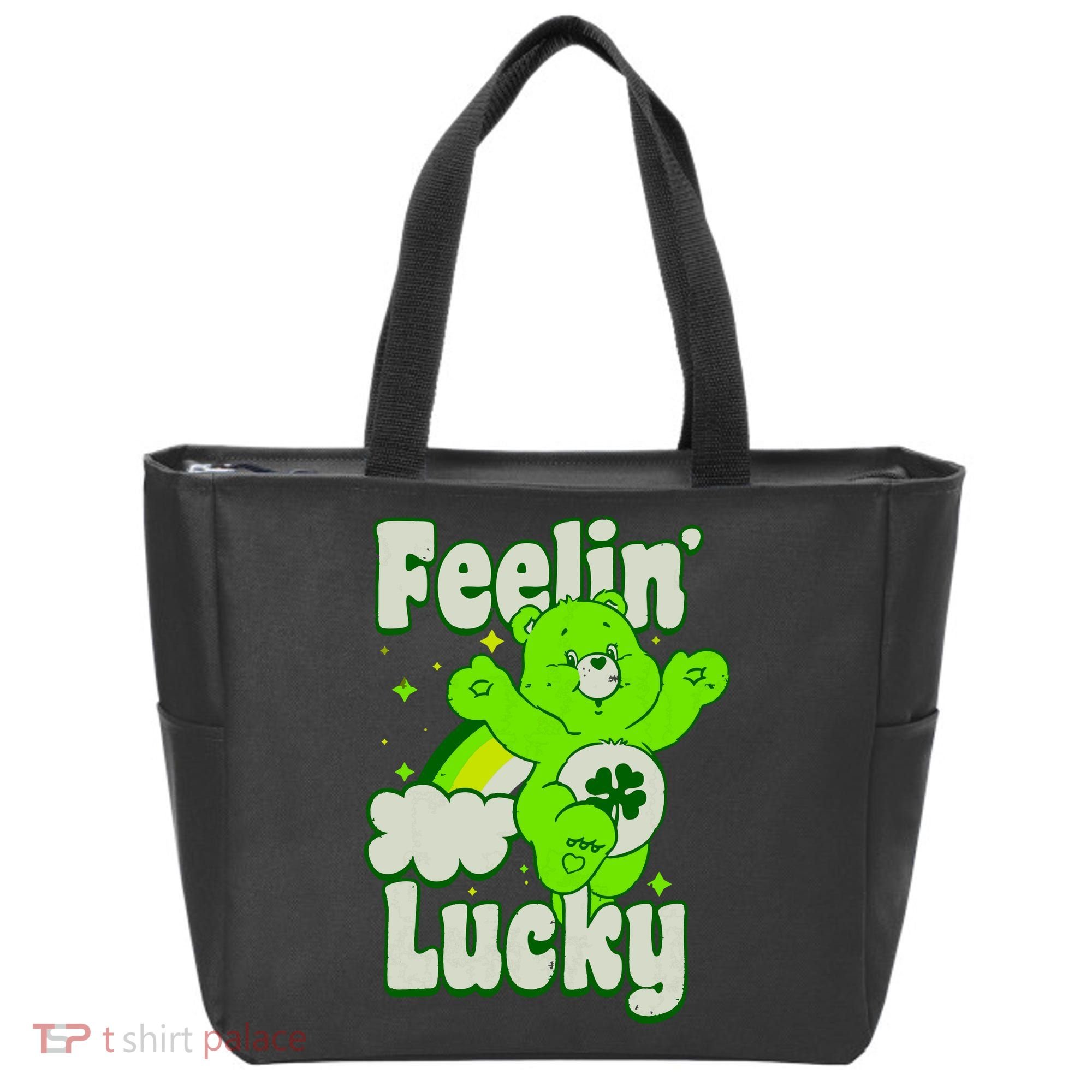 Bears Good Luck Bear Jumping Feelin Lucky Distressed Tote Bag