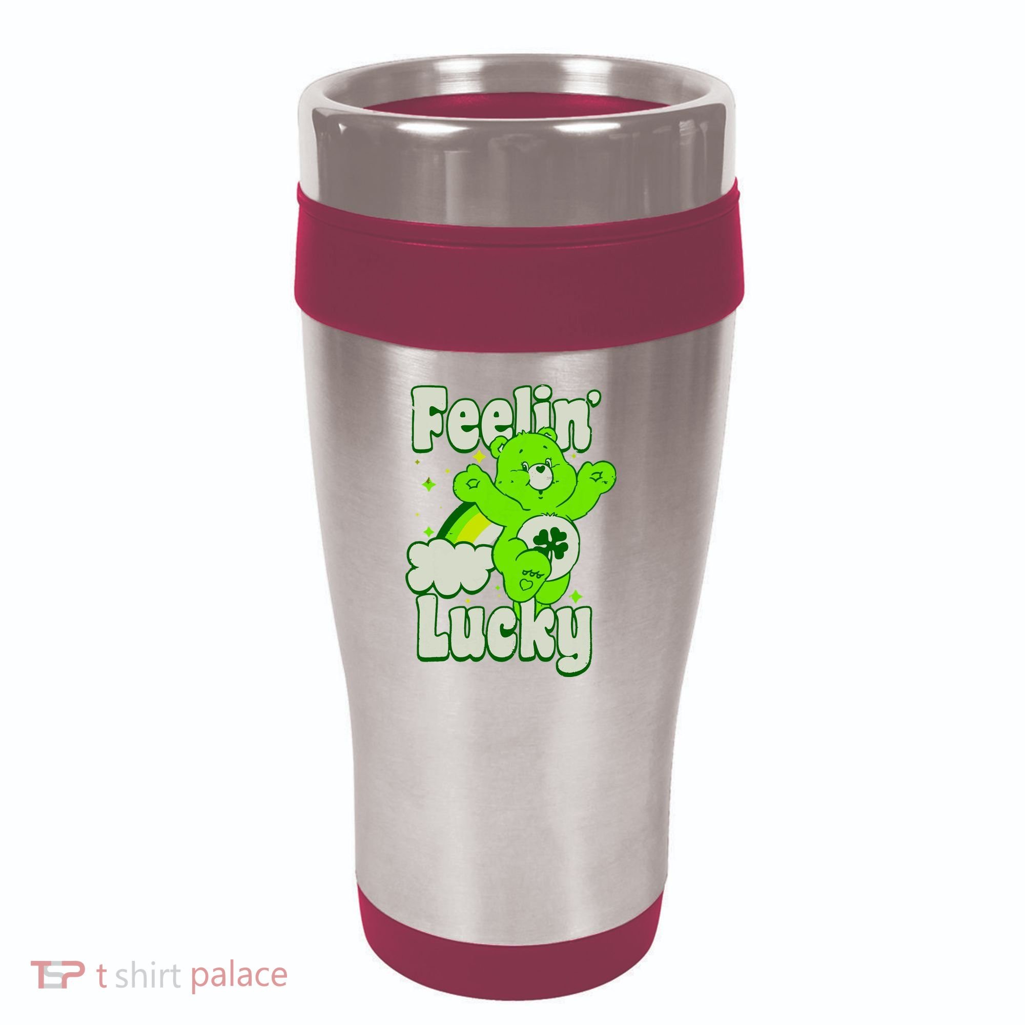 Bears Good Luck Bear Jumping Feelin Lucky Distressed 16oz Travel Tumbler