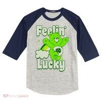 Bears Good Luck Bear Jumping Feelin Lucky Distressed Kids Colorblock Raglan Jersey thumb 0