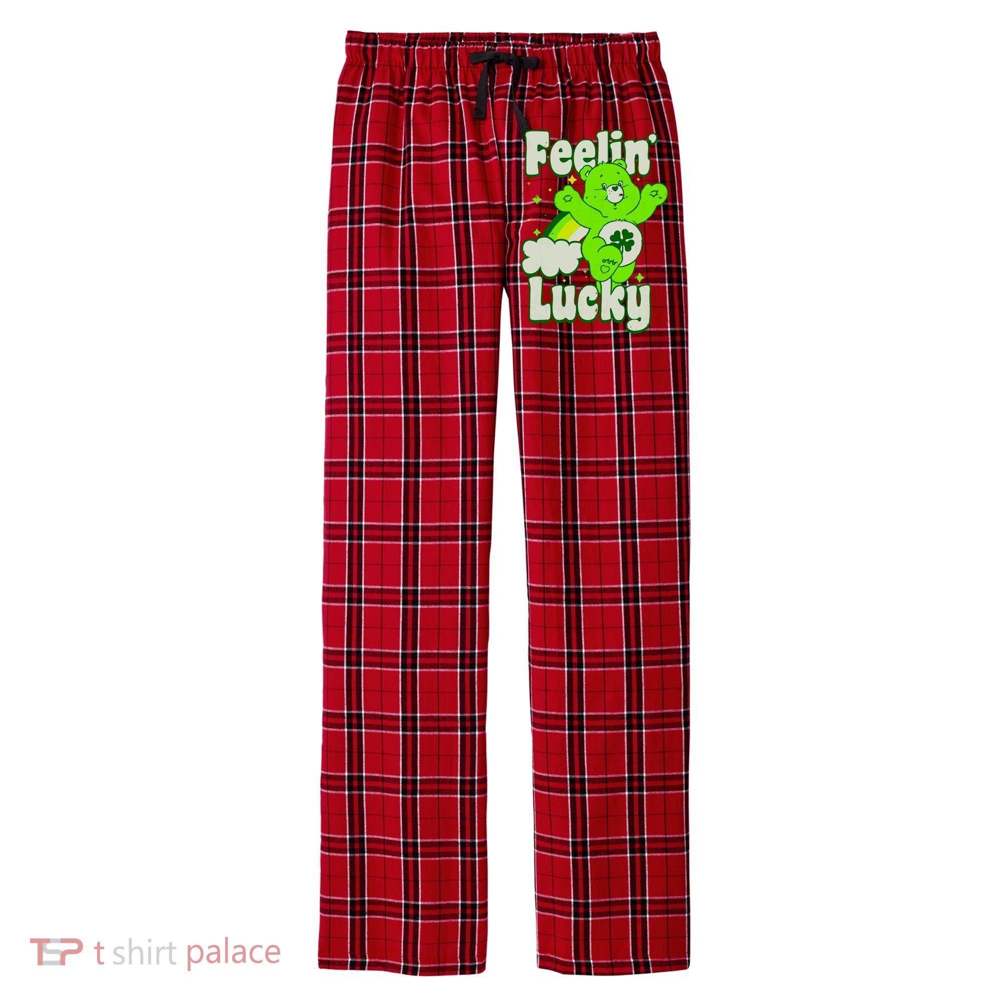 Bears Good Luck Bear Jumping Feelin Lucky Distressed Men's Flannel Plaid Pajama Pants