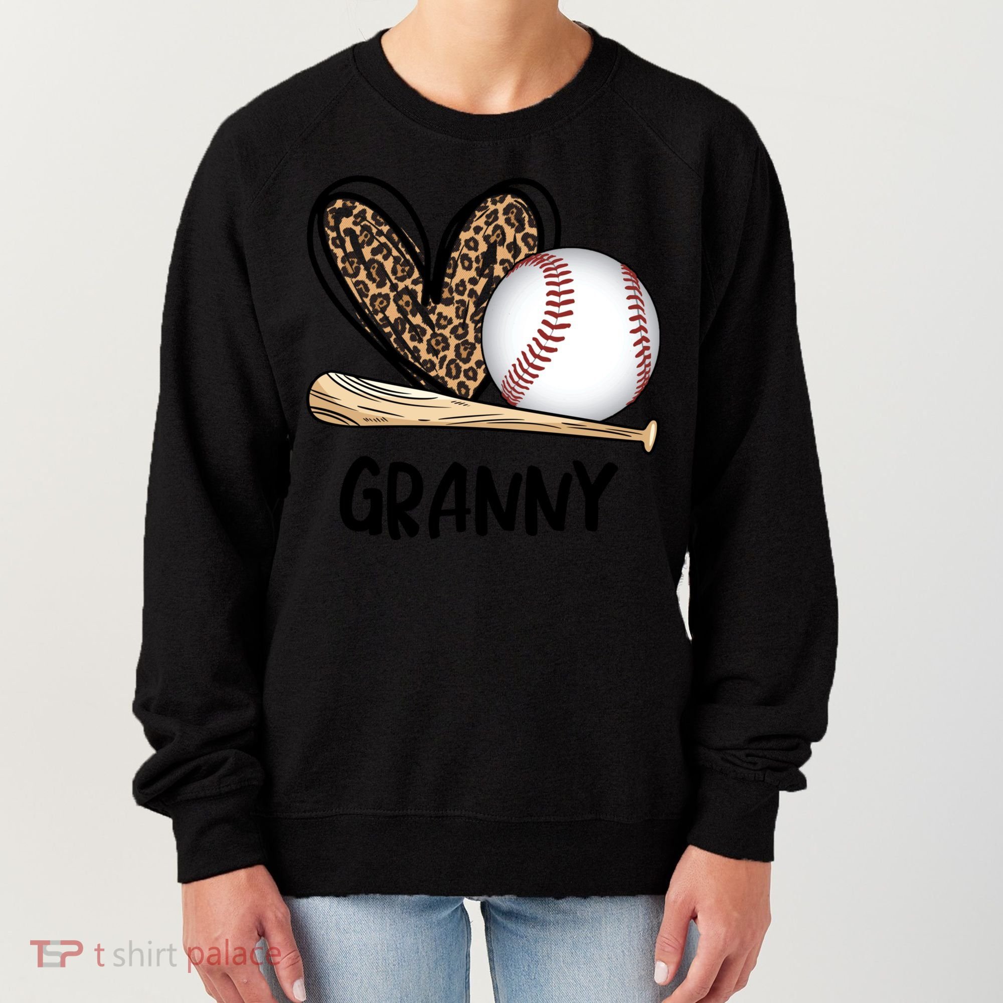 Baseball Granny Leopard Heart Baseball Lover Great Gift Women's Sweatshirt