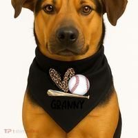 Baseball Granny Leopard Heart Baseball Lover Great Gift USA-Made Doggie Bandana thumb 1