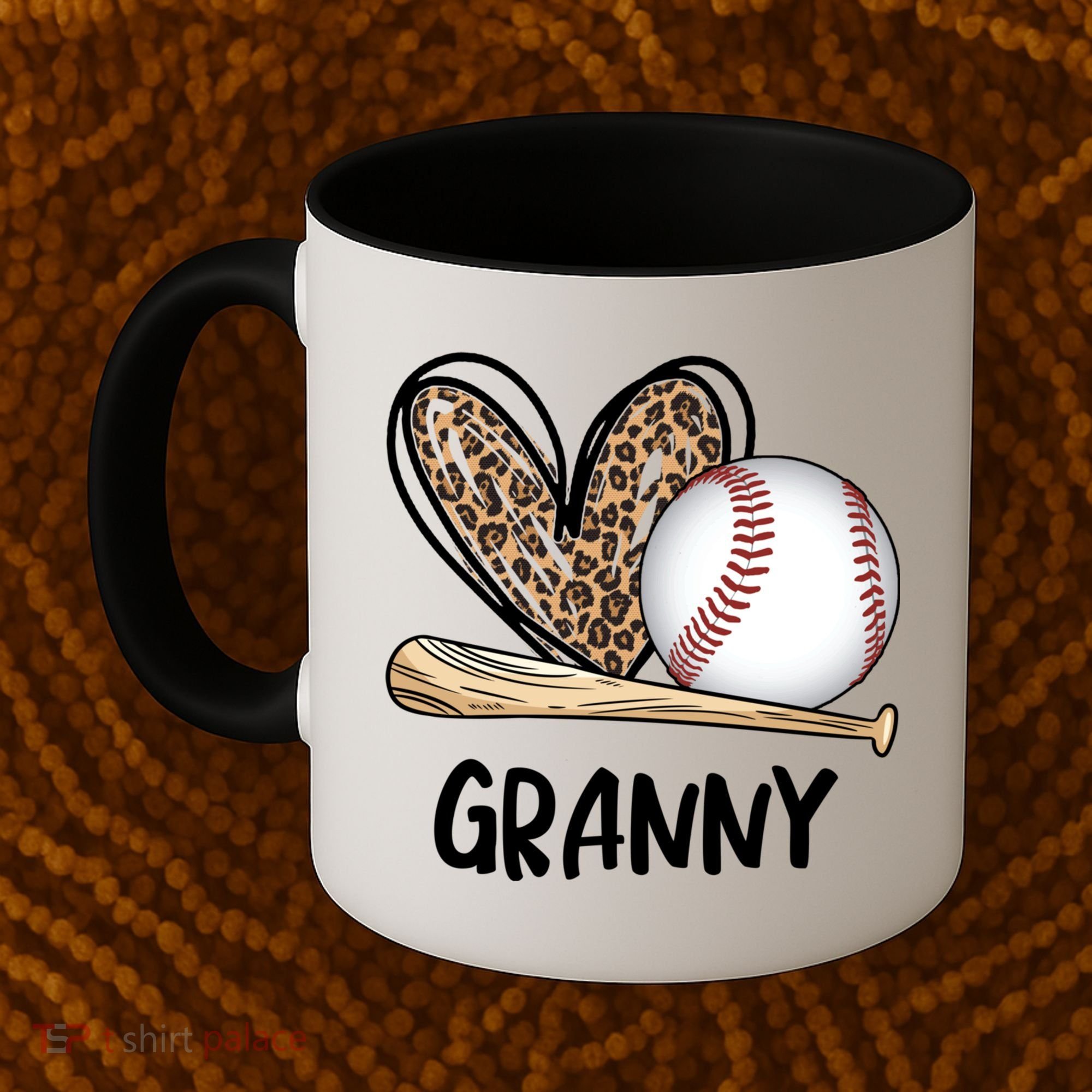Baseball Granny Leopard Heart Baseball Lover Great Gift Coffee Mug