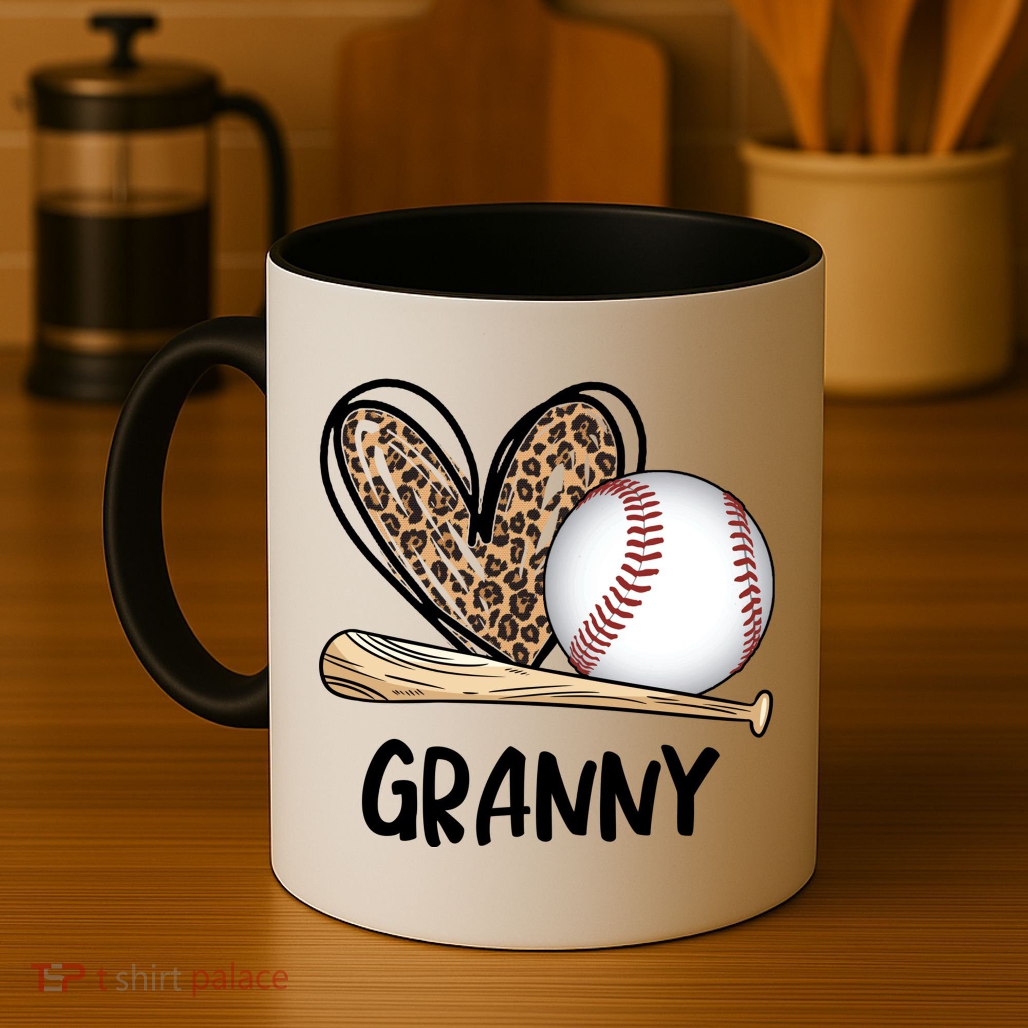 Baseball Granny Leopard Heart Baseball Lover Great Gift Coffee Mug