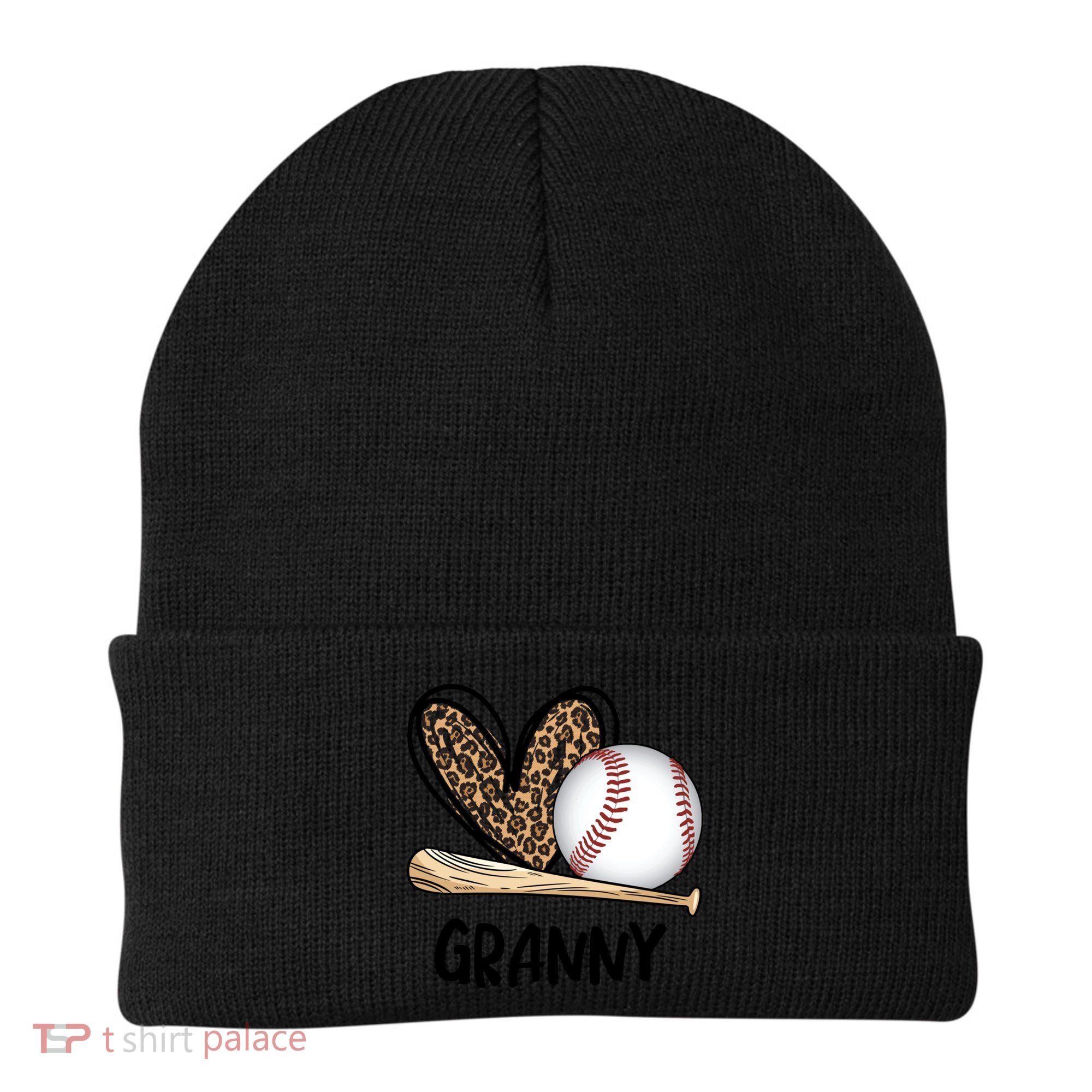 Baseball Granny Leopard Heart Baseball Lover Great Gift Beanie