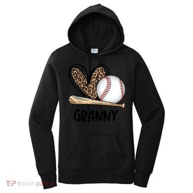 Baseball Granny Leopard Heart Baseball Lover Great Gift Women's Hoodie