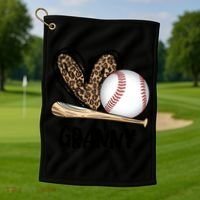 Baseball Granny Leopard Heart Baseball Lover Great Gift Golf Towel thumb 1