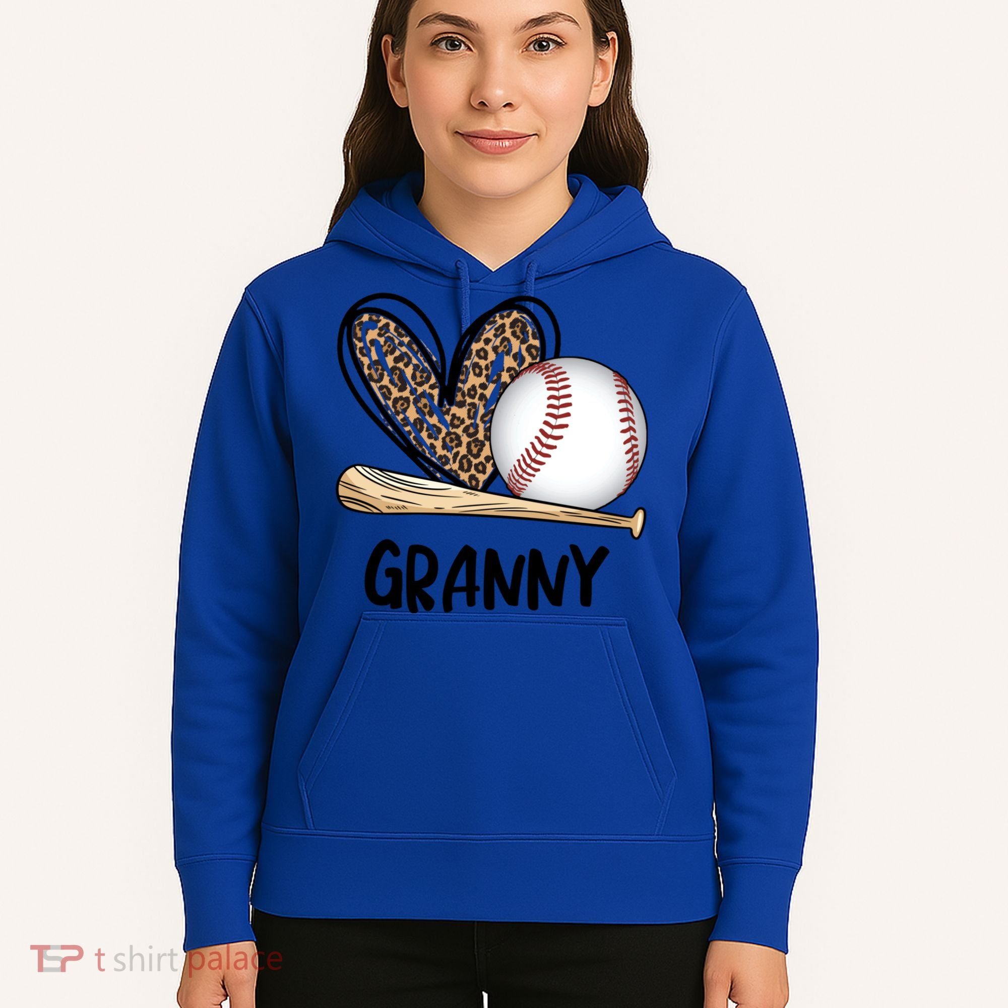 Baseball Granny Leopard Heart Baseball Lover Great Gift Hoodie
