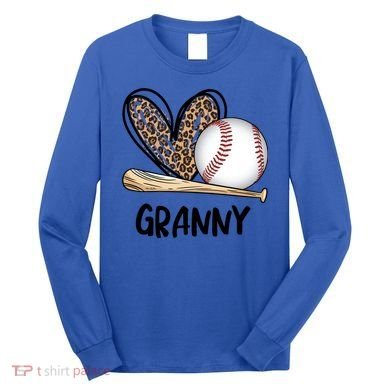 Baseball Granny Leopard Heart Baseball Lover Great Gift Long Sleeve Shirt