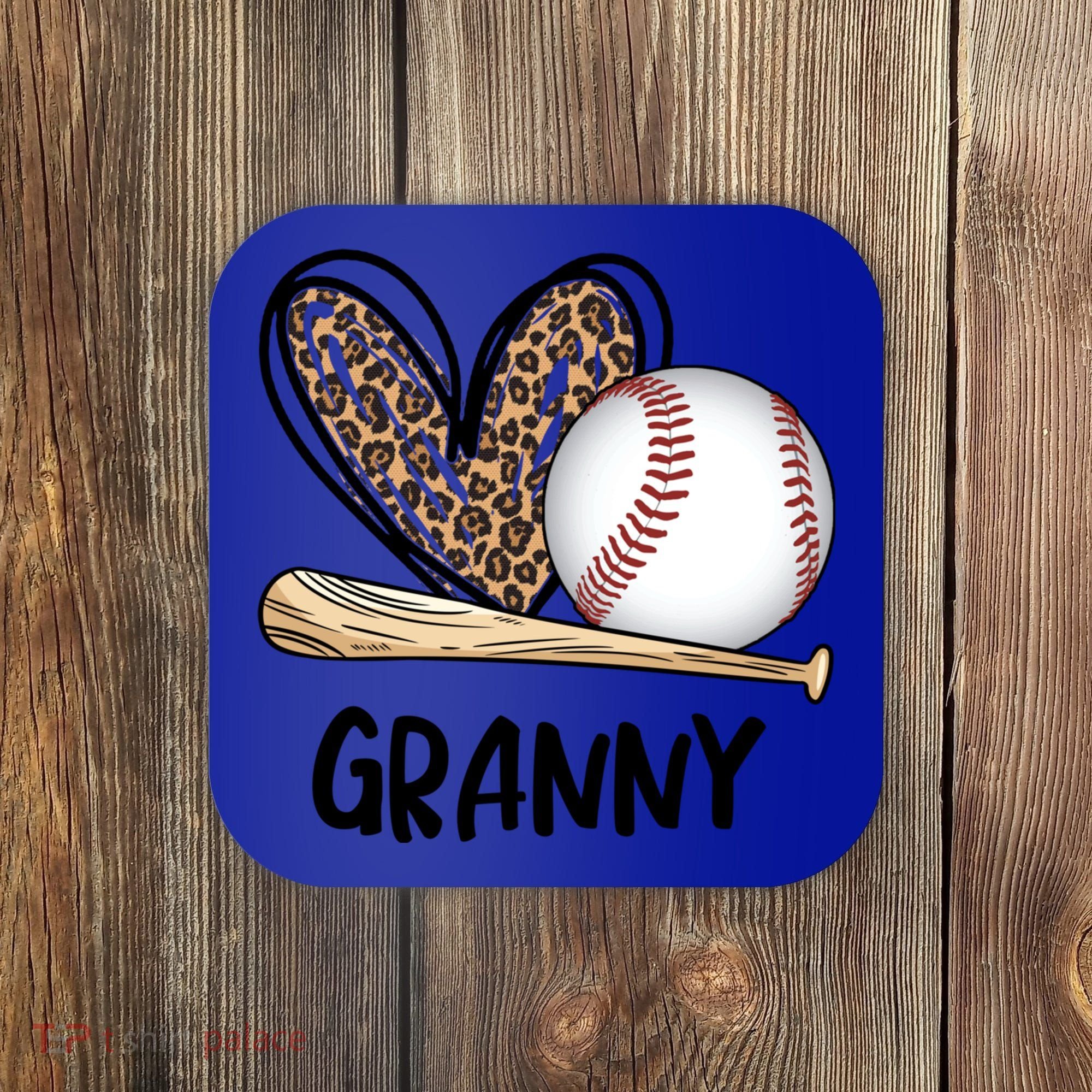 Baseball Granny Leopard Heart Baseball Lover Great Gift Coaster