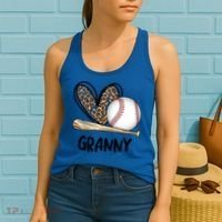 Baseball Granny Leopard Heart Baseball Lover Great Gift Women's Tank Top thumb 2