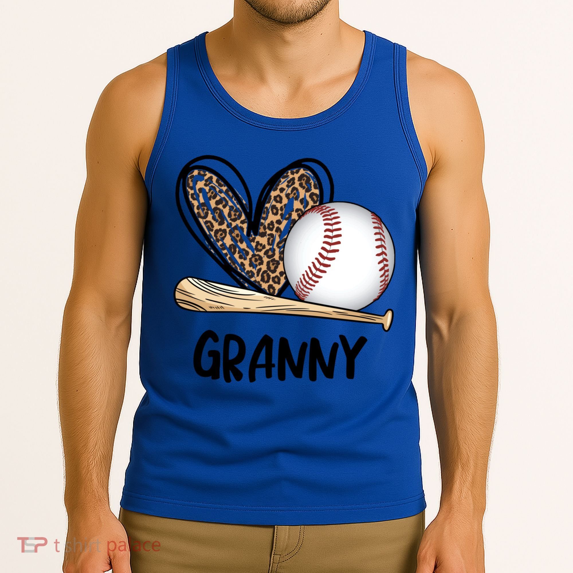 Baseball Granny Leopard Heart Baseball Lover Great Gift Tank Top