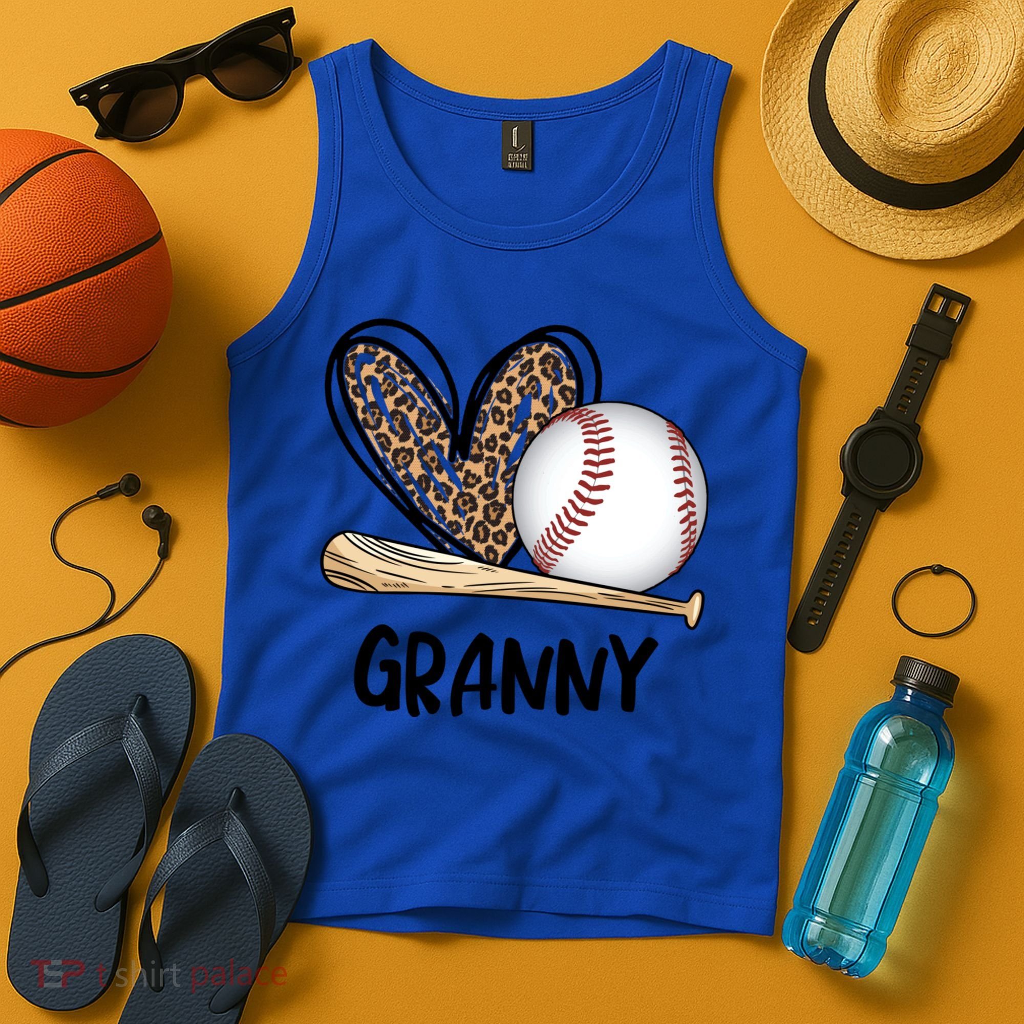 Baseball Granny Leopard Heart Baseball Lover Great Gift Tank Top