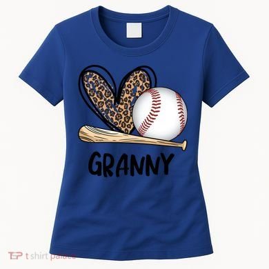 Baseball Granny Leopard Heart Baseball Lover Great Gift Women's T-Shirt