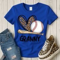 Baseball Granny Leopard Heart Baseball Lover Great Gift Women's T-Shirt thumb 3