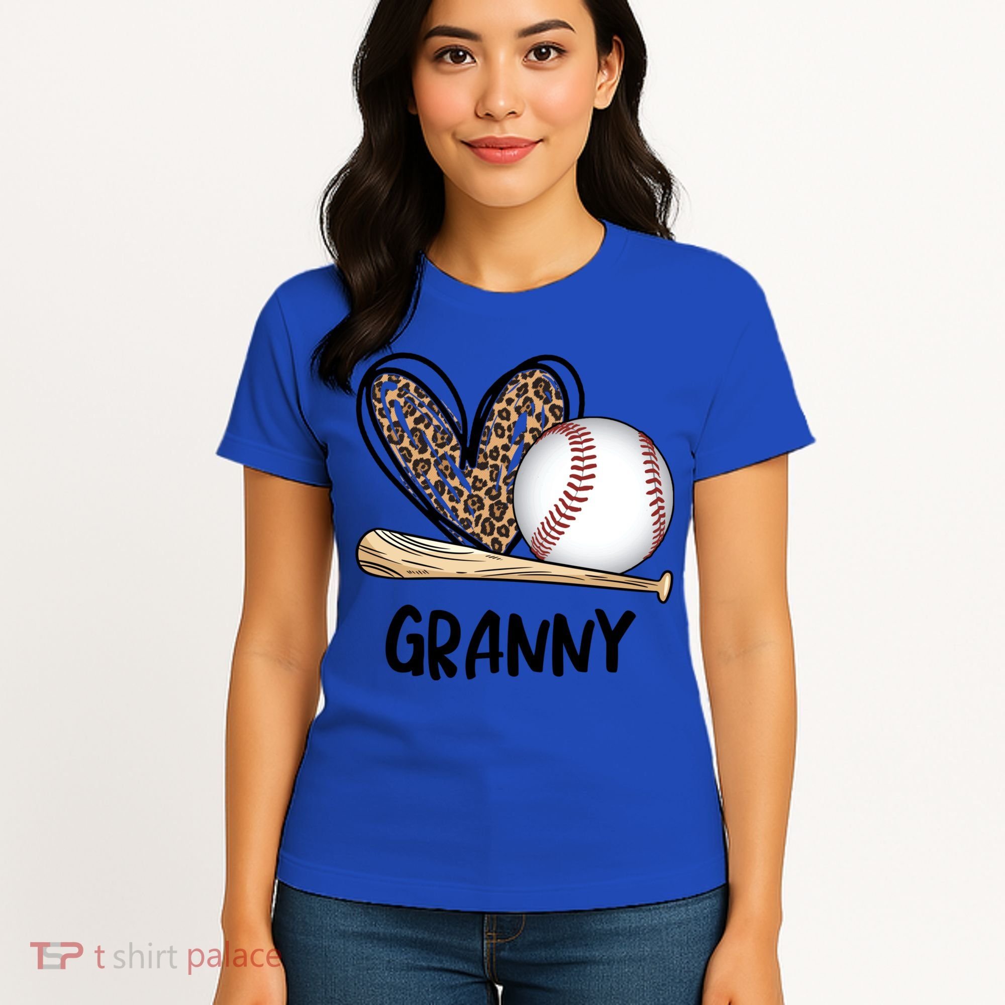 Baseball Granny Leopard Heart Baseball Lover Great Gift Women's T-Shirt