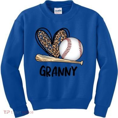 Baseball Granny Leopard Heart Baseball Lover Great Gift Kids Sweatshirt