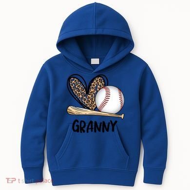 Baseball Granny Leopard Heart Baseball Lover Great Gift Kids Hoodie
