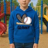 Baseball Granny Leopard Heart Baseball Lover Great Gift Kids Hoodie thumb 2