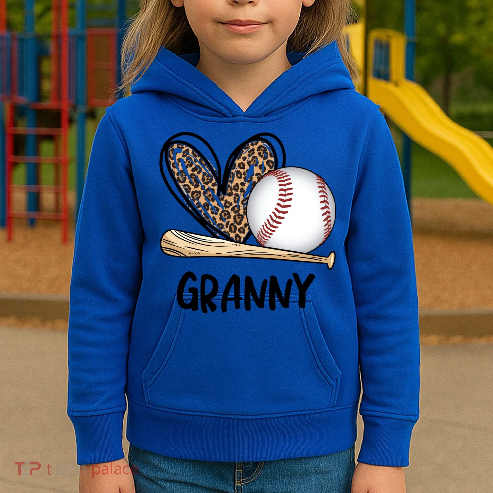 Baseball Granny Leopard Heart Baseball Lover Great Gift Kids Hoodie