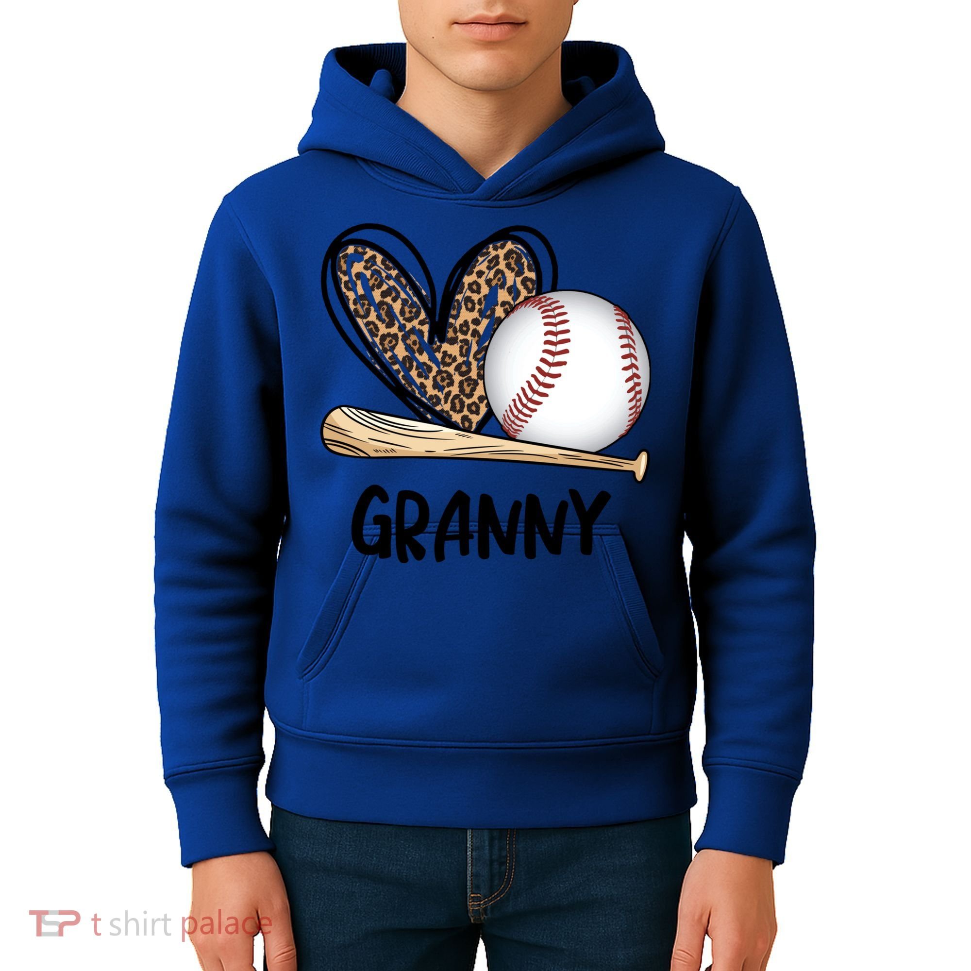 Baseball Granny Leopard Heart Baseball Lover Great Gift Kids Hoodie