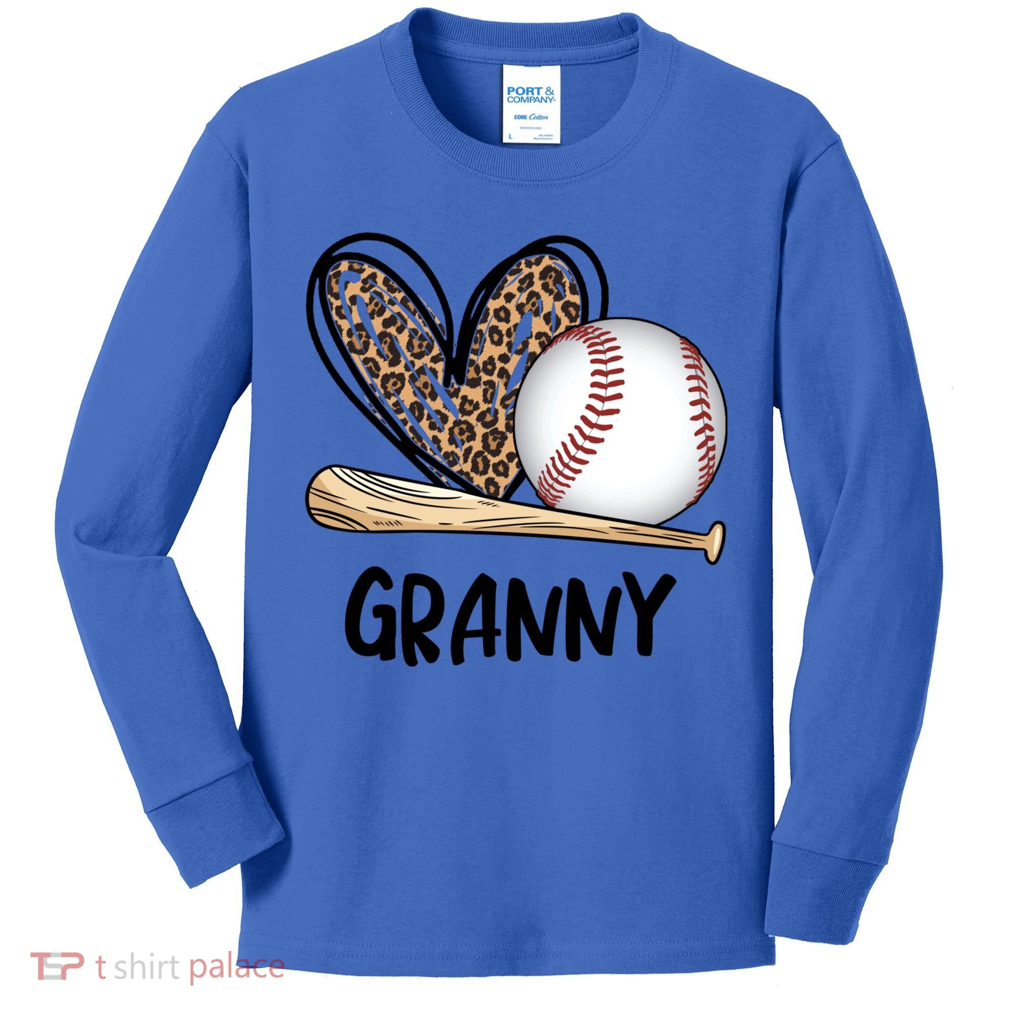 Baseball Granny Leopard Heart Baseball Lover Great Gift Kids Long Sleeve Shirt