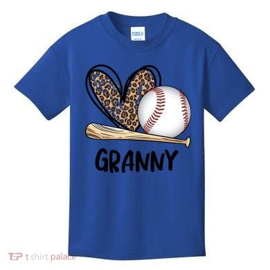 Baseball Granny Leopard Heart Baseball Lover Great Gift Kids T-Shirt