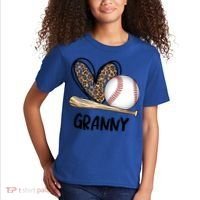 Baseball Granny Leopard Heart Baseball Lover Great Gift Kids T-Shirt thumb 2