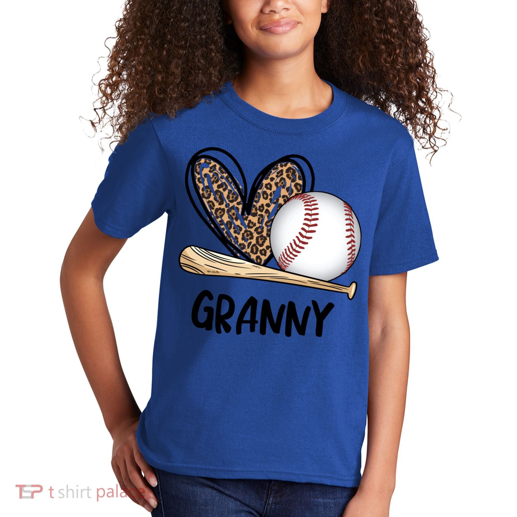 Baseball Granny Leopard Heart Baseball Lover Great Gift Kids T-Shirt