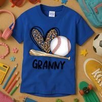 Baseball Granny Leopard Heart Baseball Lover Great Gift Kids T-Shirt thumb 3