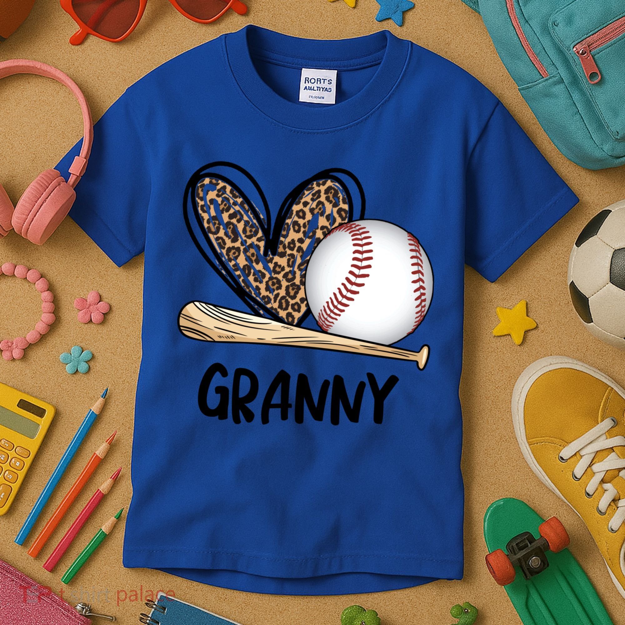 Baseball Granny Leopard Heart Baseball Lover Great Gift Kids T-Shirt