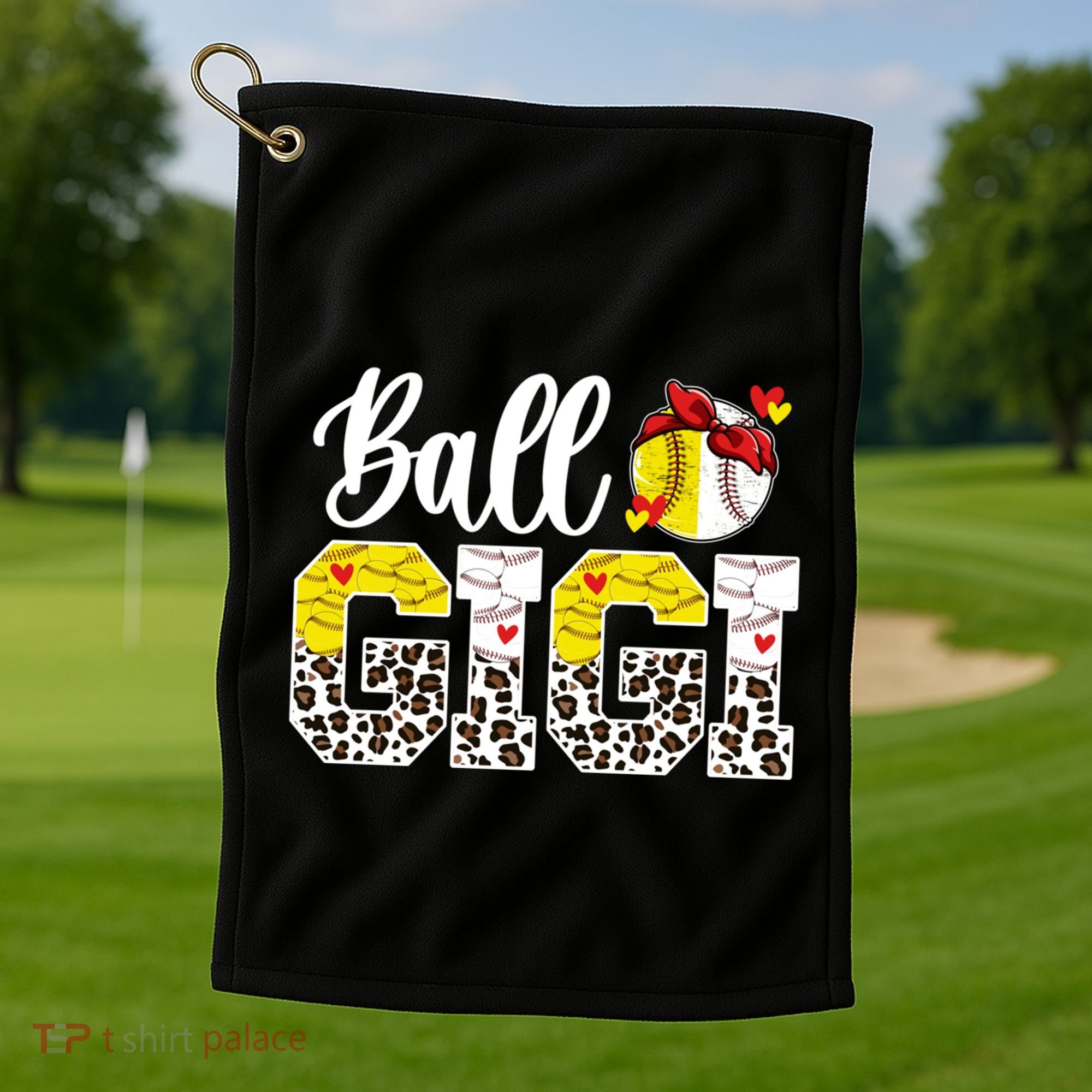 Ball Gigi Leopard Baseball Softball Gigi Grandma Great Gift Golf Towel