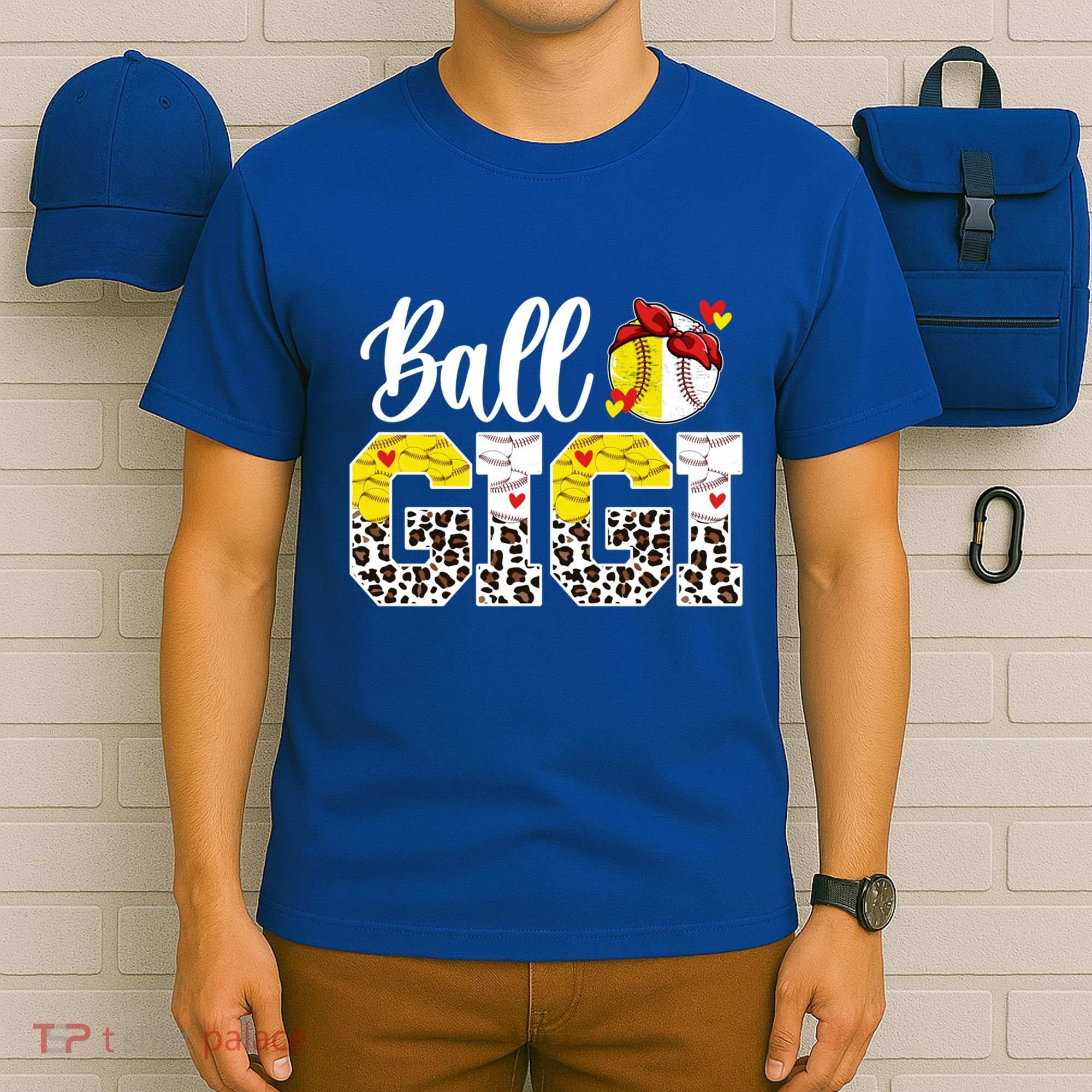 Ball Gigi Leopard Baseball Softball Gigi Grandma Great Gift T-Shirt
