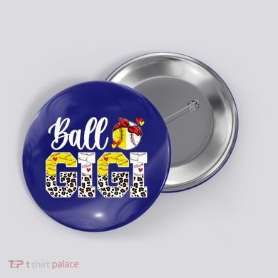 Ball Gigi Leopard Baseball Softball Gigi Grandma Great Gift Button